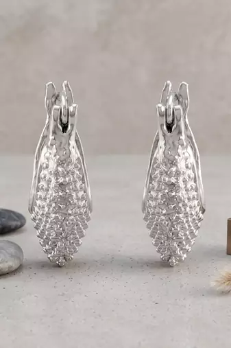 Brass anti tarnish silver plated hoop earrings for women