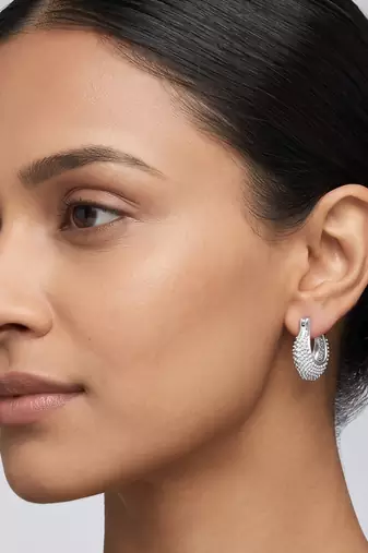 Brass anti tarnish silver plated hoop earrings for women