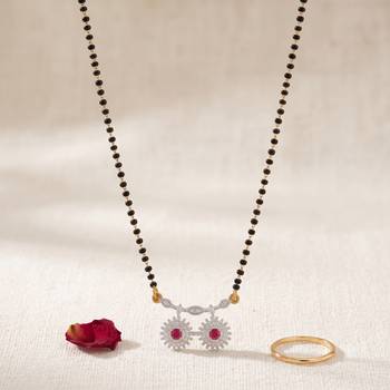 Brass imitation diamond ruby mangalsutra for women 1