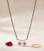 Brass imitation diamond ruby mangalsutra for women