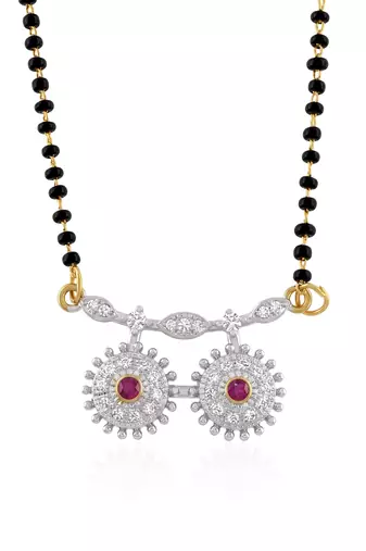Brass imitation diamond ruby mangalsutra for women