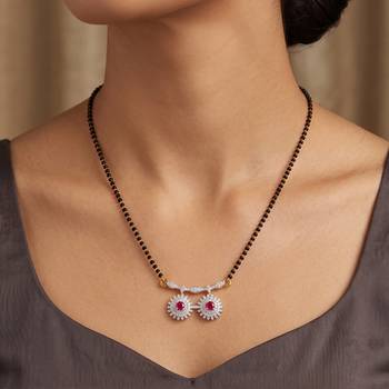 Brass imitation diamond ruby mangalsutra for women 4