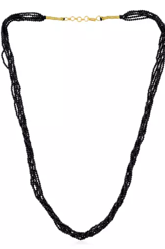Natural black onyx facetted beads necklace for women