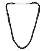 Natural black onyx facetted beads necklace for women