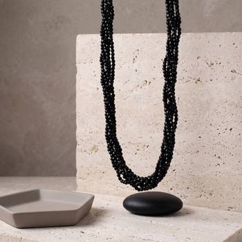 Natural black onyx facetted beads necklace for women 2