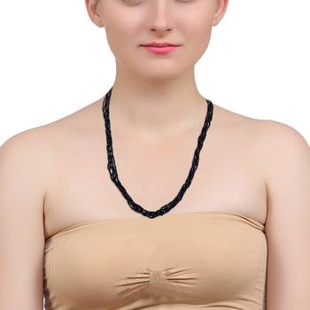 Natural black onyx facetted beads necklace for women 4