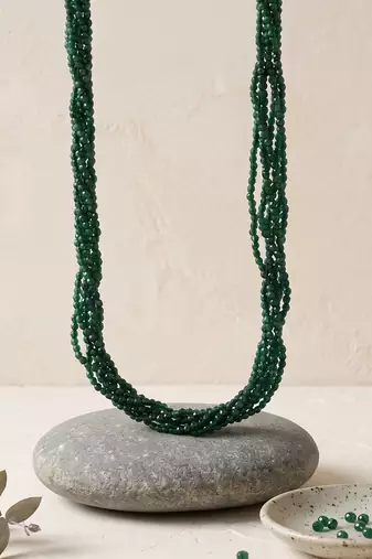Natural emerald facetted beads necklace for women