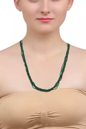 Natural emerald facetted beads necklace for women