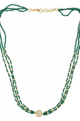 Natural emerald moissanite studded rich necklace for women