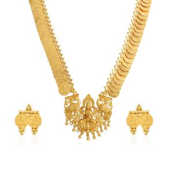 Brass gold lakshmi necklace set for women 1
