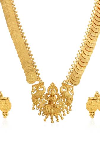 Brass gold lakshmi necklace set for women