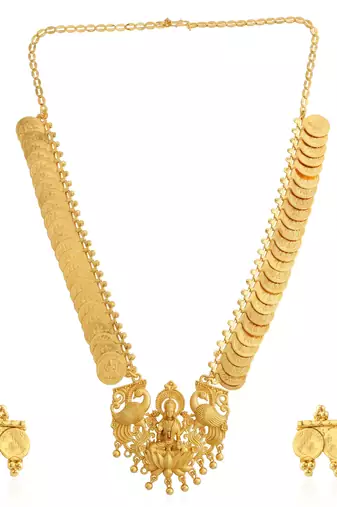 Brass gold lakshmi necklace set for women
