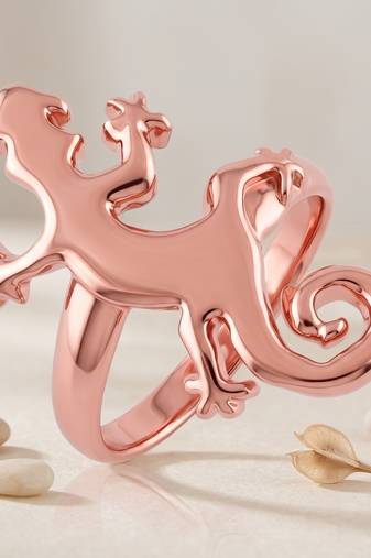 Pure copper lizard design fashion finger ring for men women