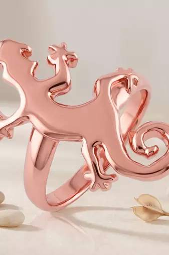 Pure copper lizard design fashion finger ring for men women