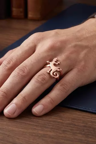 Pure copper lizard design fashion finger ring for men women