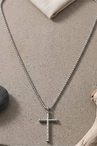 Brass antique silver finish crucifix cross pendant