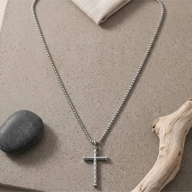 Brass antique silver finish crucifix cross pendant