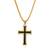 Brass gold black enamelled cross pendant