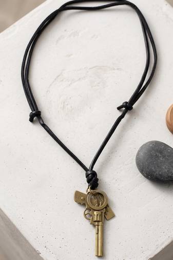 Bronze gun charm, bohemian necklace for men boys