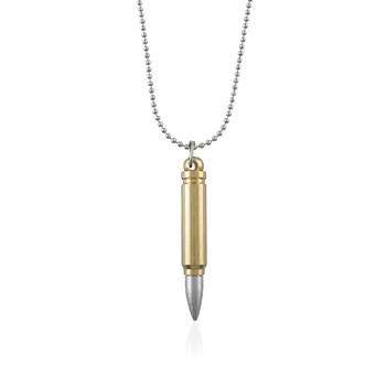 Brass bullet with silver tip pendant for men women 2