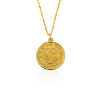Brass gold durga with durga yantra, reversible hindu pendant for men women 2