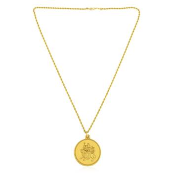 Brass gold durga with durga yantra, reversible hindu pendant for men women 3