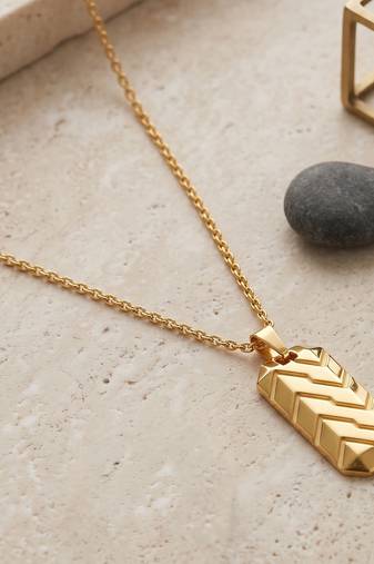 Brass micron gold bar shaped pendant for men women