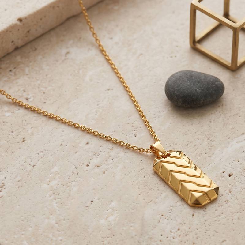 Brass micron gold bar shaped pendant for men women
