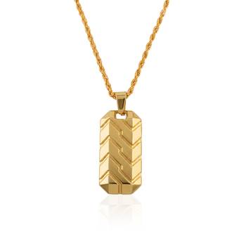 Brass micron gold bar shaped pendant for men women 2