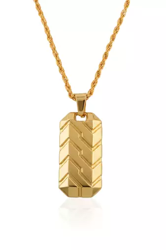 Brass micron gold bar shaped pendant for men women