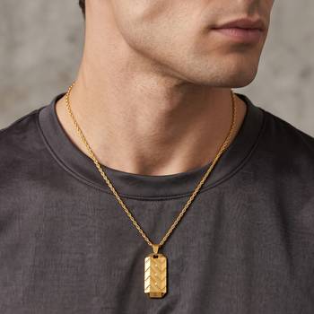 Brass micron gold bar shaped pendant for men women 4