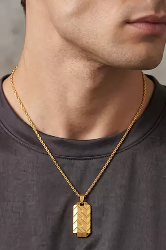 Brass micron gold bar shaped pendant for men women