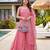 Light pink satin embroidered straight kurti set for women with sharara and dupatta