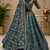 teal color Dori Embroidery Zari work Beads Zhumka work silk blend Lehenga choli set