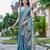 teal blue silk blend jacquard woven saree with zari border and unstitch blouse piece