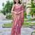 baby pink silk blend jacquard woven saree with zari border and unstitch blouse piece