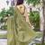 green silk blend jacquard woven saree with zari border and unstitch blouse piece