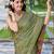 green silk blend jacquard woven saree with zari border and unstitch blouse piece
