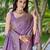 purple silk blend jacquard woven saree with zari border and unstitch blouse piece