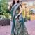 teal blue silk blend jacquard woven saree with zari border and unstitch blouse piece