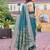teal blue silk blend jacquard woven saree with zari border and unstitch blouse piece
