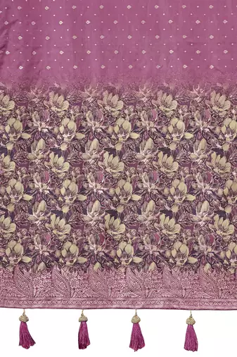 baby pink silk blend jacquard woven saree with zari border and unstitch blouse piece