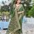green silk blend jacquard woven saree with zari border and unstitch blouse piece