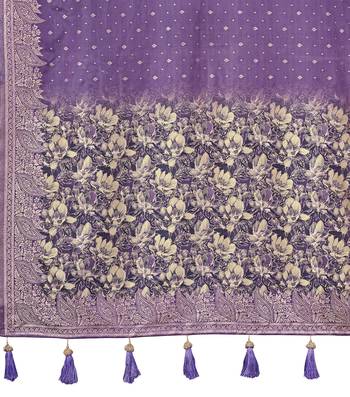 purple silk blend jacquard woven saree with zari border and unstitch blouse piece 5