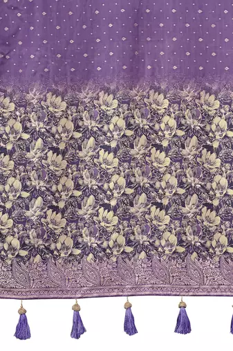 purple silk blend jacquard woven saree with zari border and unstitch blouse piece