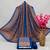 women's blue unstitched reyon cotton dress material with printed dupatta