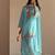 sky blue color embroidery work border chanderi salwar suit