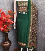women's green unstitched reyon cotton dress material with printed dupatta