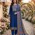 women's blue unstitched reyon cotton dress material with printed dupatta