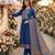 women's blue unstitched reyon cotton dress material with printed dupatta